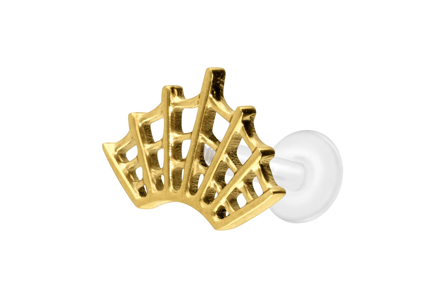 PTFE Labret Piercing mit Innengewinde + Titan-Aufsatz SPINNENNETZ
